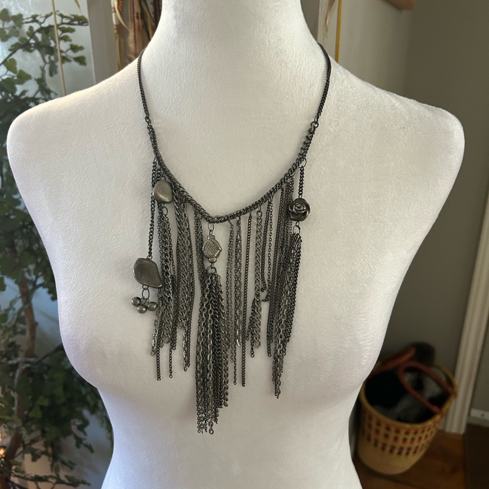 One of a kind pewter chain necklace